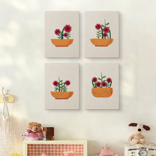 Set van 4 Mini's - Rode Bloemen