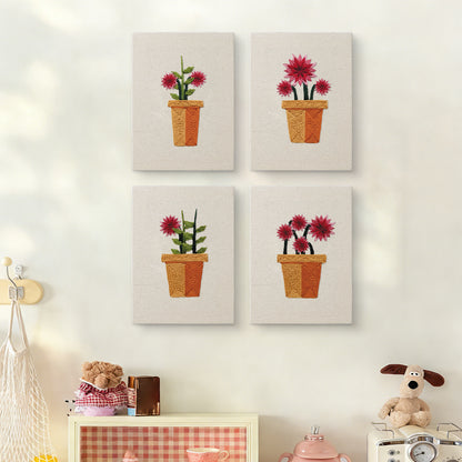 Set van 4 Mini's - Bloemen in Pot
