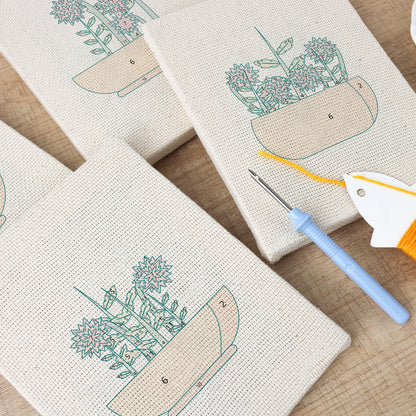 Set van 4 Mini's - Rode Bloemen