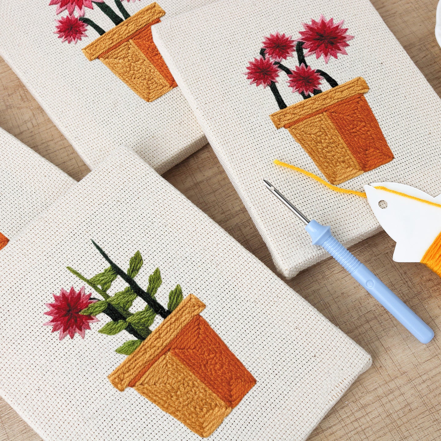 Set van 4 Mini's - Bloemen in Pot