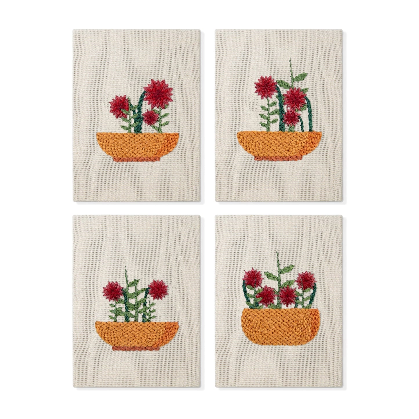 Set van 4 Mini's - Rode Bloemen
