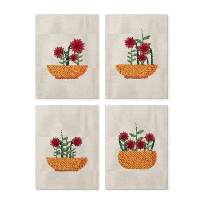 Set van 4 Mini's - Rode Bloemen