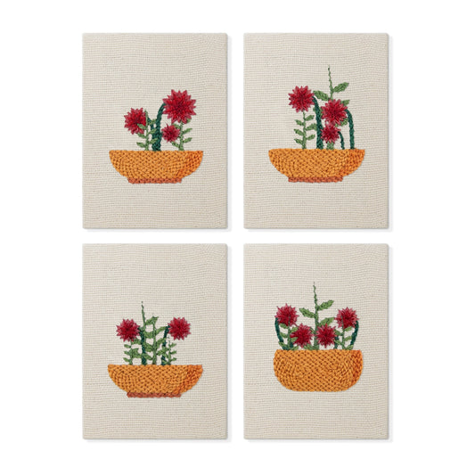 Set van 4 Mini's - Rode Bloemen
